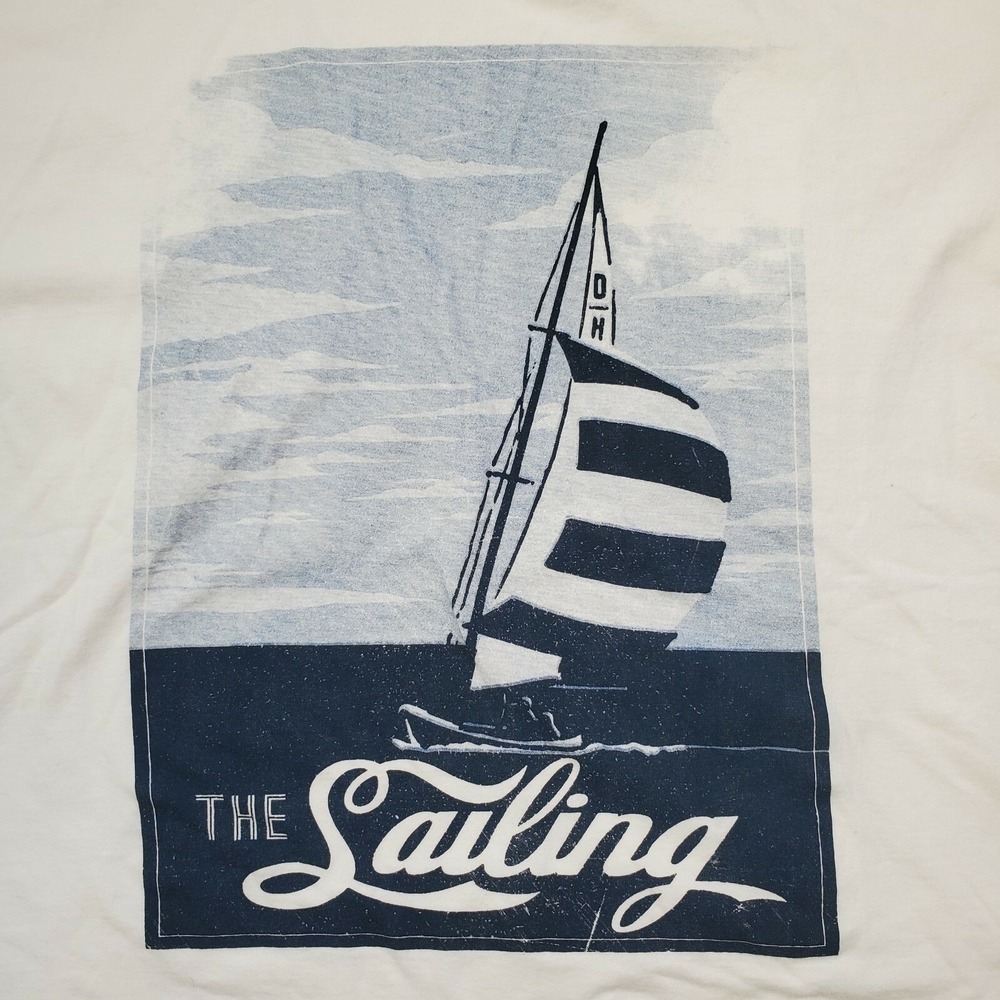 Luigi Bertolli Weekend Womens M Sailing Graphic T-Shirt Cream Nautical Boat Tee
